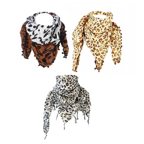 Leopard damen halstuch - 3x, damen-halstuch