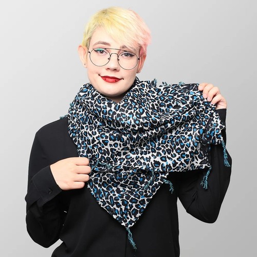 Tuch leopardenmuster blau - tuch,